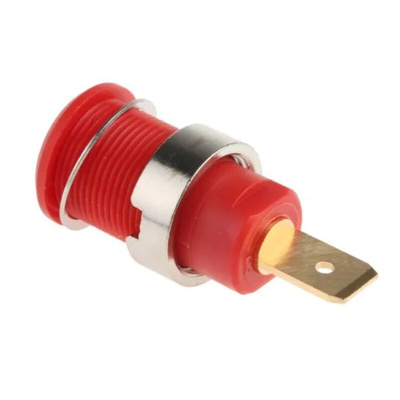 Staubli Red Female Banana Socket, 4 mm Connector, Tab Termination, 32A, 1000V, Gold Plating