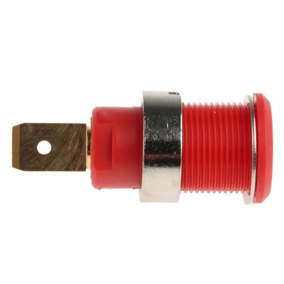 Staubli Red Female Banana Socket, 4 mm Connector, Tab Termination, 32A, 1000V, Gold Plating