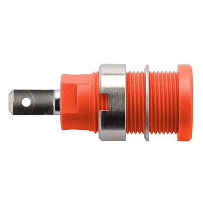 Schutzinger Red Female Banana Socket, 4 mm Connector, Tab Termination, 24A, 1000V, Nickel Plating