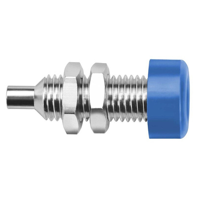 Schutzinger Blue Female Banana Socket, 4 mm Connector, 32A, 33 V ac, 70V dc, Nickel Plating
