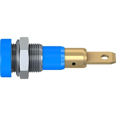 Staubli Blue Female Banana Socket, 4 mm Connector, Screw Termination, 25A, 30 V, 60V dc, Gold Plating