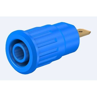 Staubli Blue Female Banana Socket, 4 mm Connector, Press Fit Termination, 24A, 1000V, Gold Plating