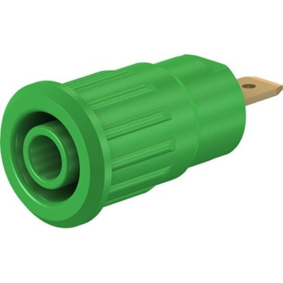 Staubli Green Female Banana Socket, 4 mm Connector, Press Fit Termination, 24A, 1000V, Gold Plating