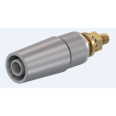 Staubli Grey Female Banana Socket, 4 mm Connector, Bolt Termination, 32A, 600V, Gold Plating