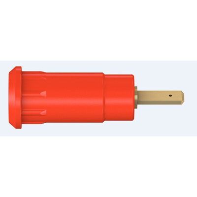 Staubli Red Female Banana Socket, 2mm Connector, Press Fit Termination, 10A, 600V, Gold Plating