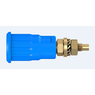 Staubli Blue Female Banana Socket, 4 mm Connector, Press Fit Termination, 24A, 1000V, Gold Plating