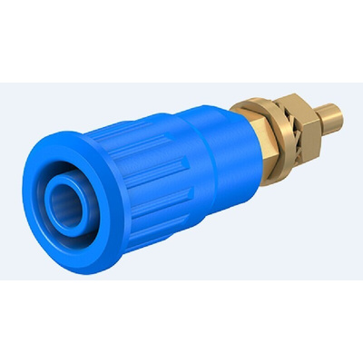 Staubli Blue Female Banana Socket, 4 mm Connector, Press Fit Termination, 24A, 1000V, Gold Plating