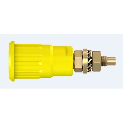 Staubli Yellow Female Banana Socket, 4 mm Connector, Press Fit Termination, 24A, 1000V, Gold Plating