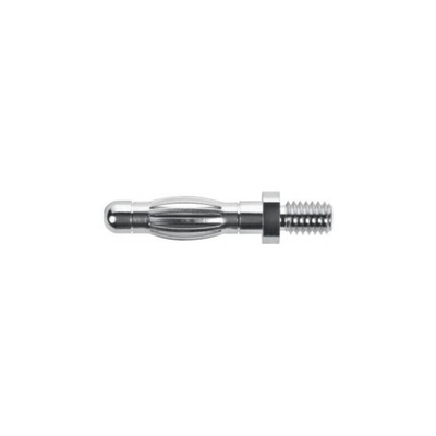 Schutzinger Male Banana Plug, 4 mm Connector, M4 Thread Termination, 32A, 33 V ac, 70V dc, Nickel Plating