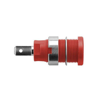 Schutzinger Red Female Banana Socket, 4 mm Connector, 24A, 1000V, Nickel Plating