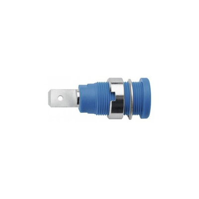 Schutzinger Blue Female Banana Socket, 4 mm Connector, 24A, 1000V, Nickel Plating