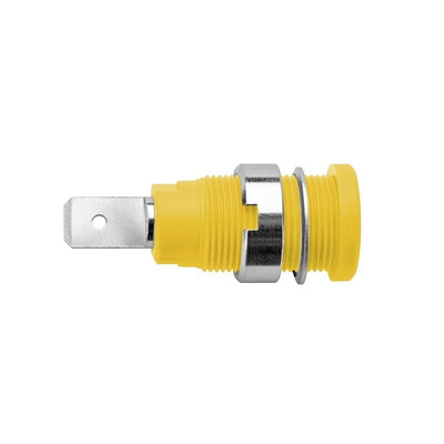 Schutzinger Yellow Female Banana Socket, 4 mm Connector, 24A, 1000V, Nickel Plating