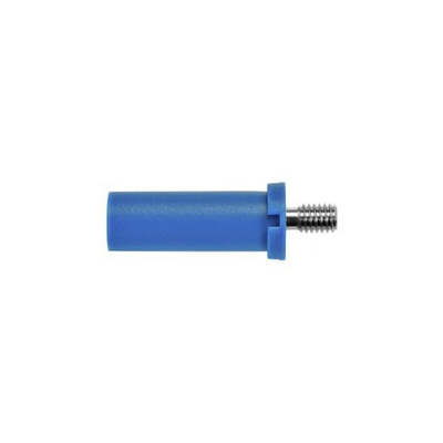 Schutzinger Blue Male Banana Plug, 4 mm Connector, M4 Thread Termination, 32A, 600V, Nickel Plating