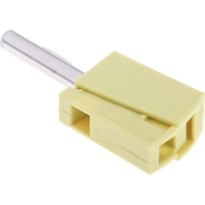 Wago Yellow Male Banana Plug, 4 mm Connector, Cage Clamp Termination, 20A, 42V, Nickel Plating