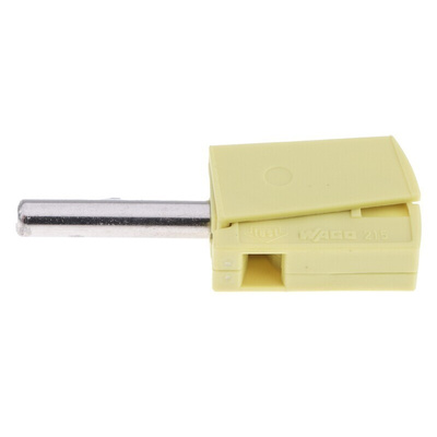 Wago Yellow Male Banana Plug, 4 mm Connector, Cage Clamp Termination, 20A, 42V, Nickel Plating