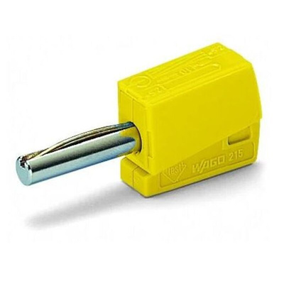 Wago Yellow Male Banana Plug, 4 mm Connector, Cage Clamp Termination, 20A, 42V, Nickel Plating