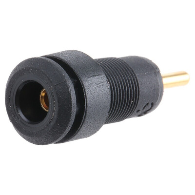 Staubli Black Female Banana Socket, 2mm Connector, 10A, 600V, Gold Plating