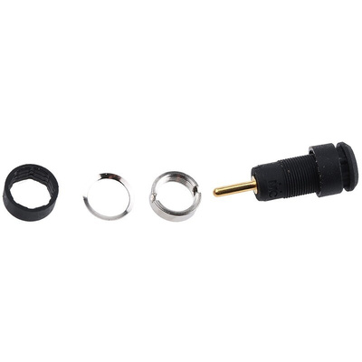 Staubli Black Female Banana Socket, 2mm Connector, 10A, 600V, Gold Plating