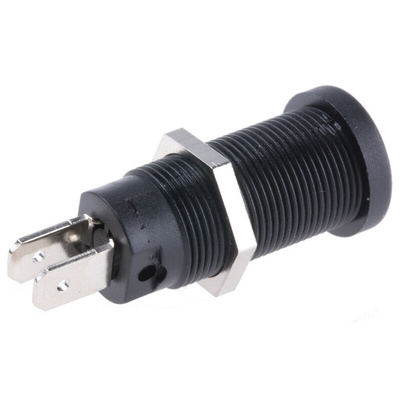 Staubli Black Female Banana Socket, 4 mm Connector, Tab Termination, 20A, 1000V, Nickel Plating