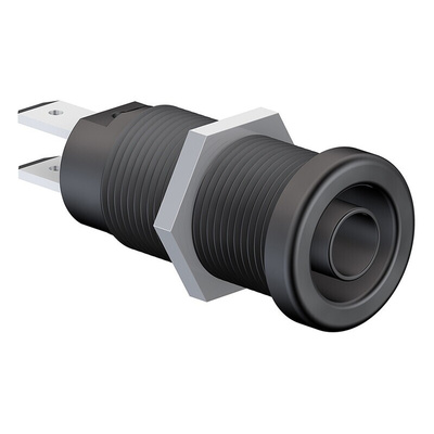Staubli Black Female Banana Socket, 4 mm Connector, Tab Termination, 20A, 1000V, Nickel Plating