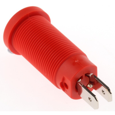 Staubli Red Female Banana Socket, 4 mm Connector, Tab Termination, 20A, 1000V, Nickel Plating