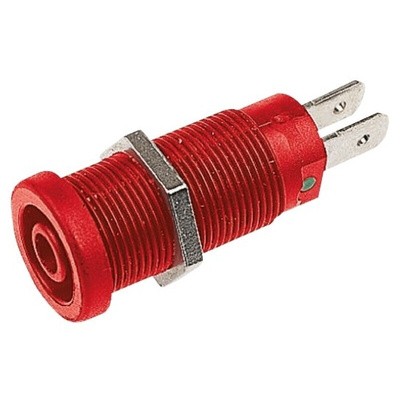 Staubli Red Female Banana Socket, 4 mm Connector, Tab Termination, 20A, 1000V, Nickel Plating