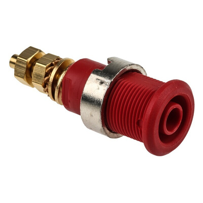 Staubli Red Female Banana Socket, 4 mm Connector, Solder Termination, 32A, 1000V, Gold Plating