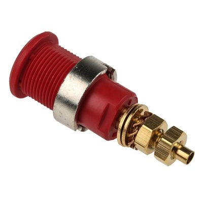 Staubli Red Female Banana Socket, 4 mm Connector, Solder Termination, 32A, 1000V, Gold Plating