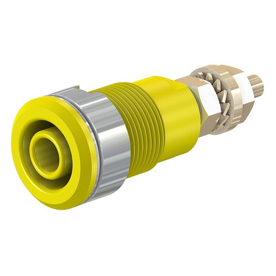 Staubli Yellow Female Banana Socket, 4 mm Connector, Solder Termination, 32A, 1000V, Gold Plating