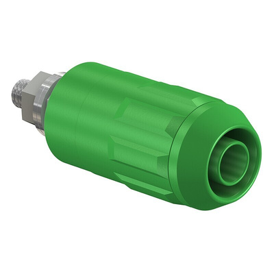 Staubli Green Female Banana Socket, 4 mm Connector, Bolt Termination, 20A, 1000V, Nickel Plating