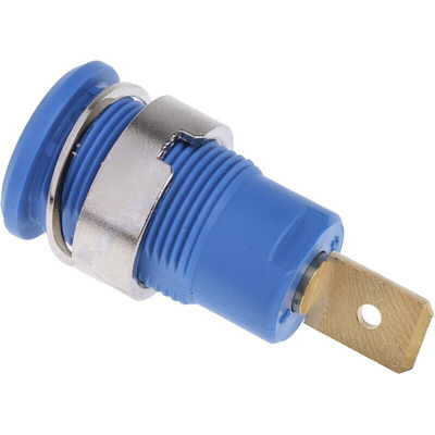 Staubli Blue Female Banana Socket, 4 mm Connector, Tab Termination, 32A, 1000V, Gold Plating