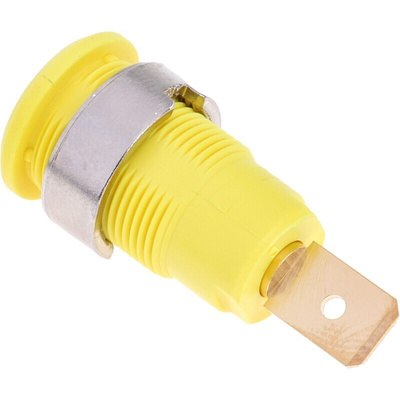 Staubli Yellow Female Banana Socket, 4 mm Connector, Tab Termination, 32A, 1000V, Gold Plating