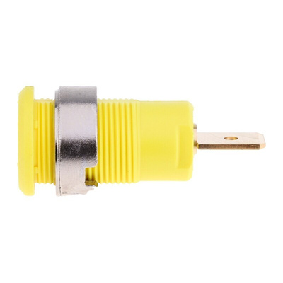 Staubli Yellow Female Banana Socket, 4 mm Connector, Tab Termination, 32A, 1000V, Gold Plating