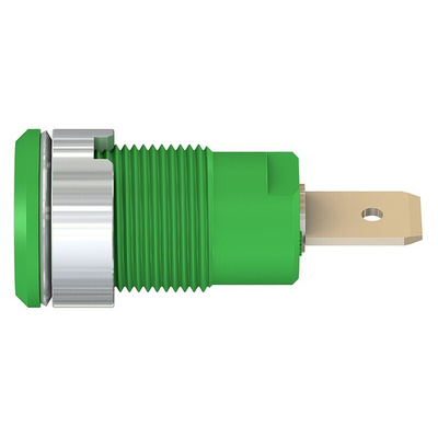 Staubli Green Female Banana Socket, 4 mm Connector, Tab Termination, 32A, 1000V, Gold Plating