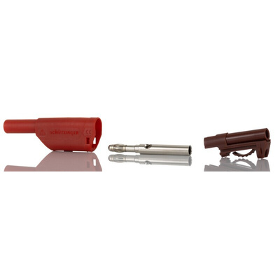 Schutzinger Red Male Banana Plug, 4 mm Connector, Solder Termination, 32A, 1kV, Nickel Plating
