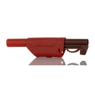 Schutzinger Red Male Banana Plug, 4 mm Connector, Solder Termination, 32A, 1kV, Nickel Plating