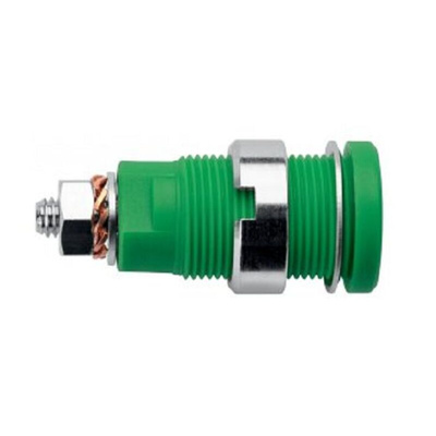 Schutzinger Green, Yellow Male Banana Socket, M4 Thread Termination, 32A, 1kV, Nickel Plating