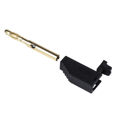 Staubli Black Male Banana Plug, 4 mm Connector, Screw Termination, 32A, 30 V, 60V dc, Gold Plating