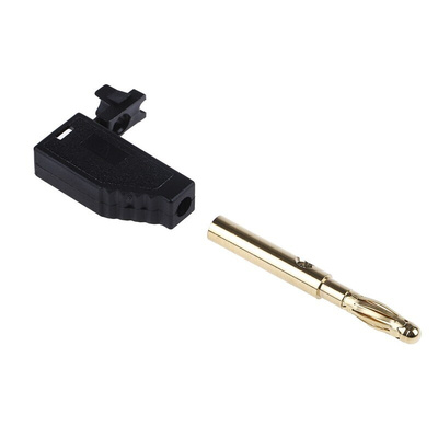 Staubli Black Male Banana Plug, 4 mm Connector, Screw Termination, 32A, 30 V, 60V dc, Gold Plating