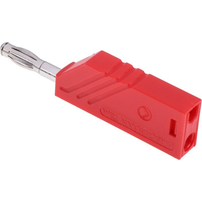 Hirschmann Test & Measurement Red Male Banana Plug, 4 mm Connector, Screw Termination, 16A, 60V dc, Nickel Plating