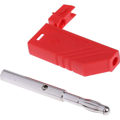 Hirschmann Test & Measurement Red Male Banana Plug, 4 mm Connector, Screw Termination, 16A, 60V dc, Nickel Plating