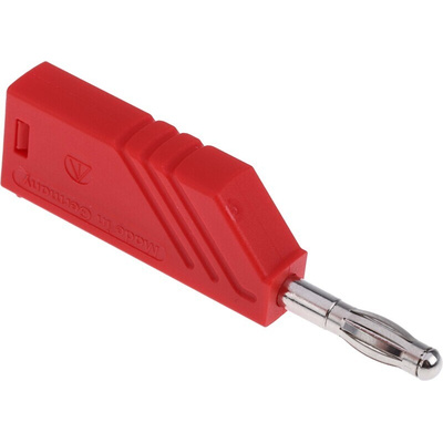 Hirschmann Test & Measurement Red Male Banana Plug, 4 mm Connector, Screw Termination, 16A, 60V dc, Nickel Plating