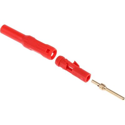 Staubli Black, Red Male Banana Plug, 2mm Connector, Solder Termination, Gold Plating
