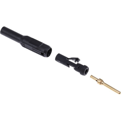 Staubli Black, Red Male Banana Plug, 2mm Connector, Solder Termination, Gold Plating