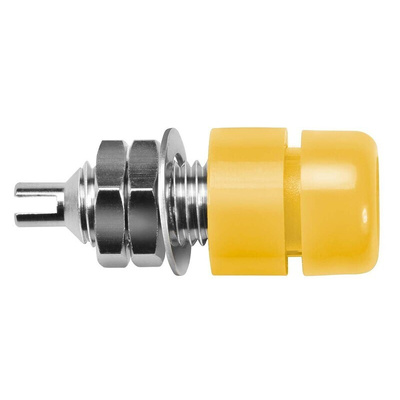 Schutzinger Yellow Female Banana Socket, 4 mm Connector, Screw Termination, 32A, 30 V ac, 60V dc, Nickel Plating