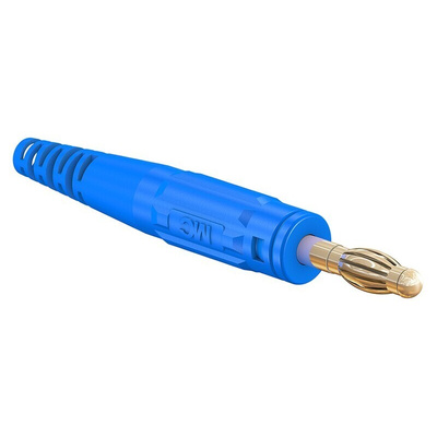 Staubli Blue Male Banana Plug, 4 mm Connector, Screw Termination, 32A, 30 V, 60V dc, Nickel Plating
