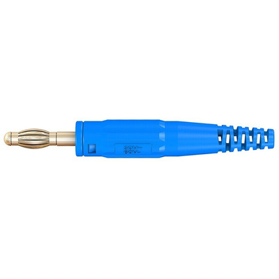 Staubli Blue Male Banana Plug, 4 mm Connector, Screw Termination, 32A, 30 V, 60V dc, Nickel Plating