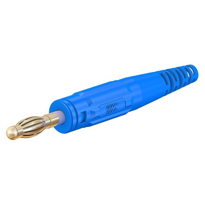 Staubli Blue Male Banana Plug, 4 mm Connector, Screw Termination, 32A, 30 V, 60V dc, Nickel Plating