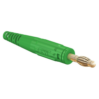 Staubli Green Male Banana Plug, 4 mm Connector, Screw Termination, 32A, 30 V, 60V dc, Nickel Plating