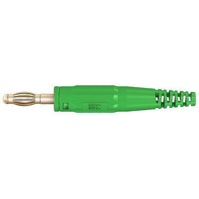 Staubli Green Male Banana Plug, 4 mm Connector, Screw Termination, 32A, 30 V, 60V dc, Nickel Plating